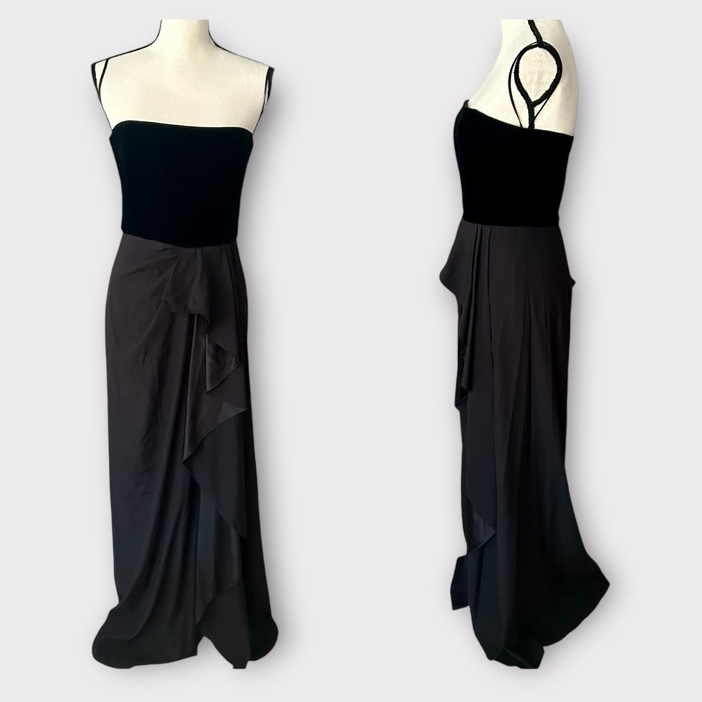 Armani Collezione Sz 6 Velvet Silk Strapless Gown Ruffle Front Whimsigoth Formal